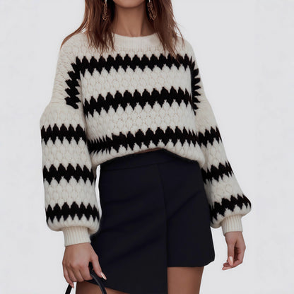 Women's Knitted Pullover Striped European And American