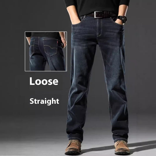 High Elastic Loose Straight Jeans