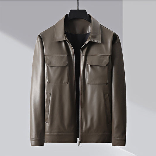 Men's Lapel Leather Jacket