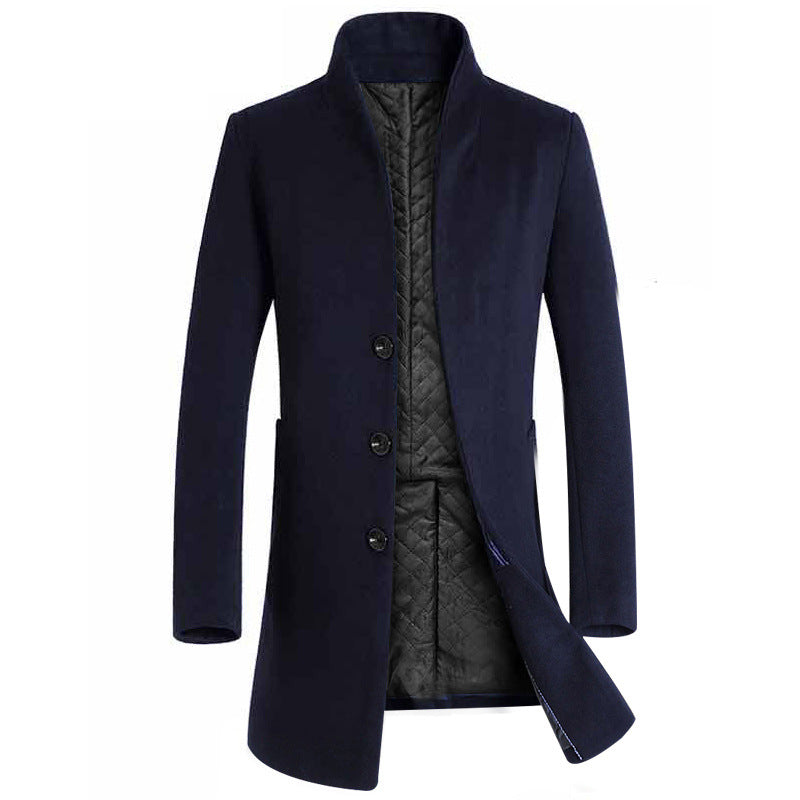 Men's Long Woolen Trench Coat
