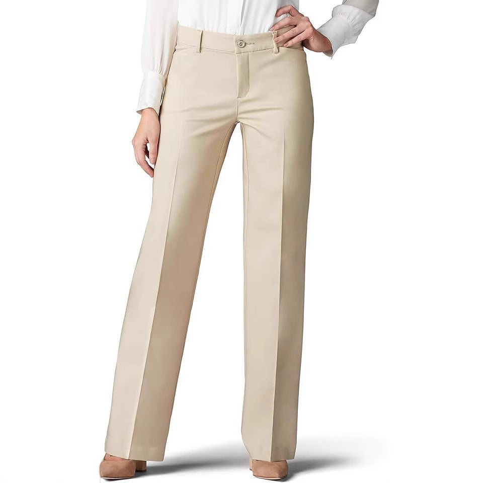 High-Waist Loose Elastic Straight-Leg Casual Pants