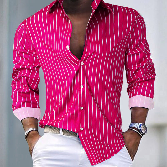 Men’s Striped Lapel Cardigan