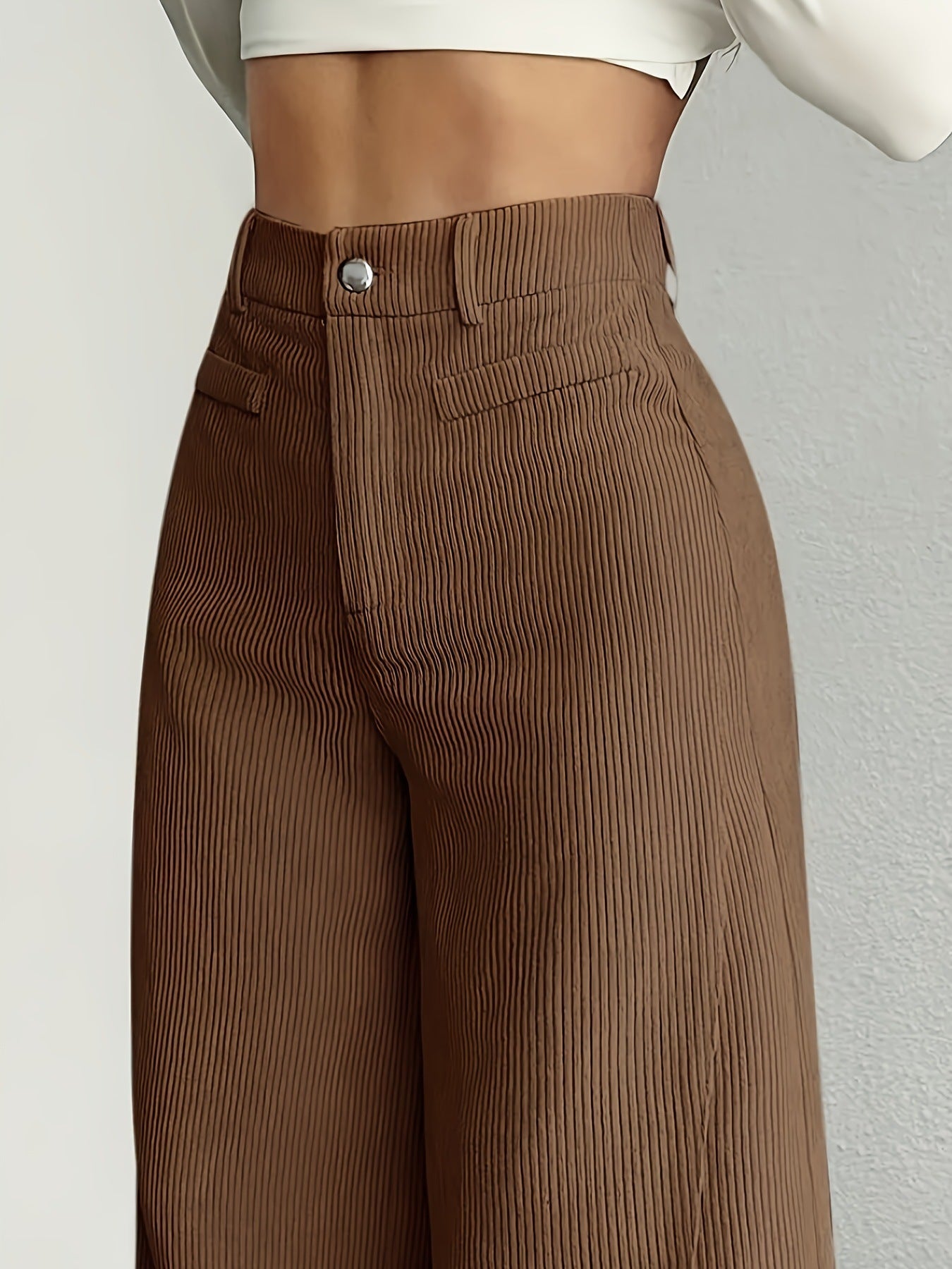 High-Waist Wide-Leg Vertical-Stripe Pants