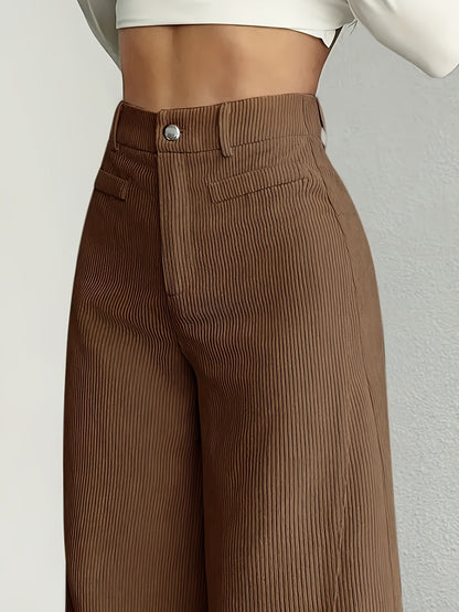 High-Waist Wide-Leg Vertical-Stripe Pants