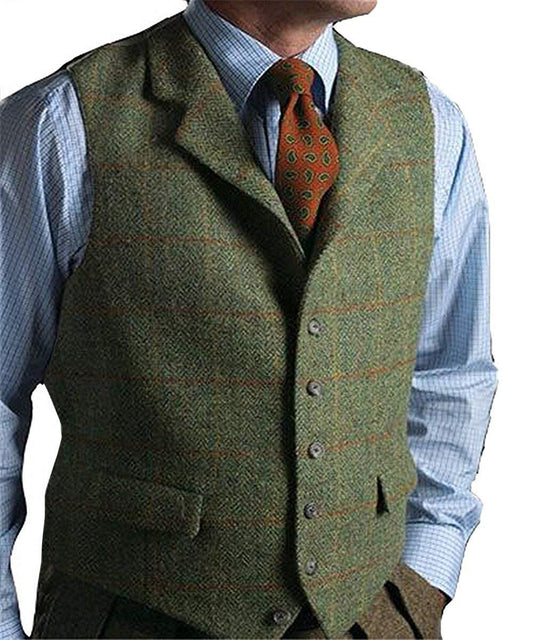 Men’s Plaid Tweed Gilet