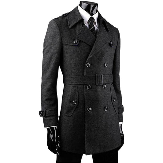 Medium Length Tweed Men's Trench Coat