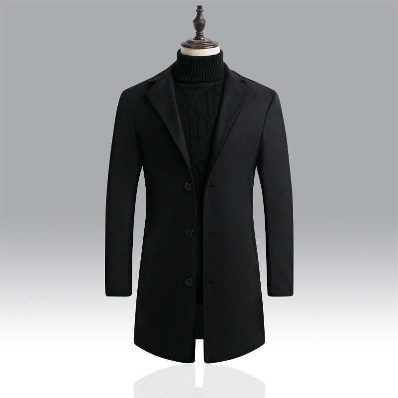 Korean Style Long Woolen Trench Coat