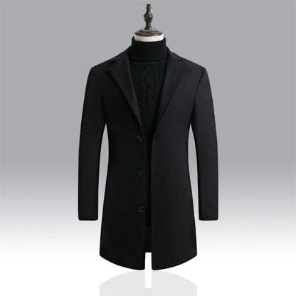 Korean Style Long Woolen Trench Coat