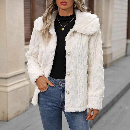 Plush Lapel Cardigan Coat