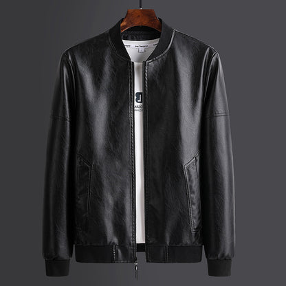 Men's Stand-up Collar Leather Jacket