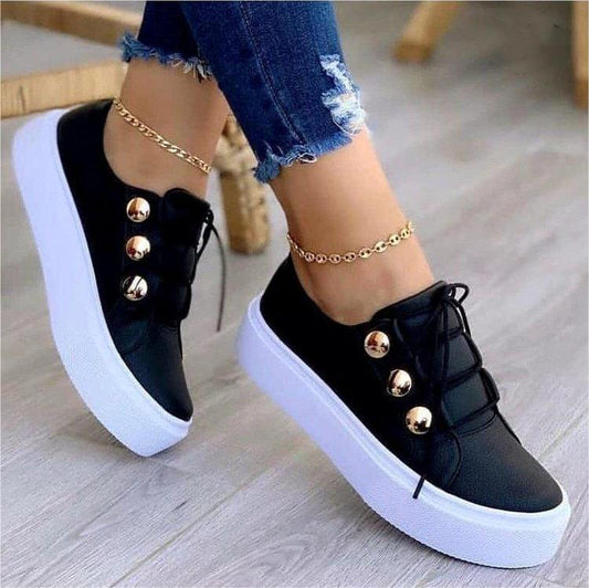 Veterschoenen, platte sneakers, dames, met nagels, casual schoenen