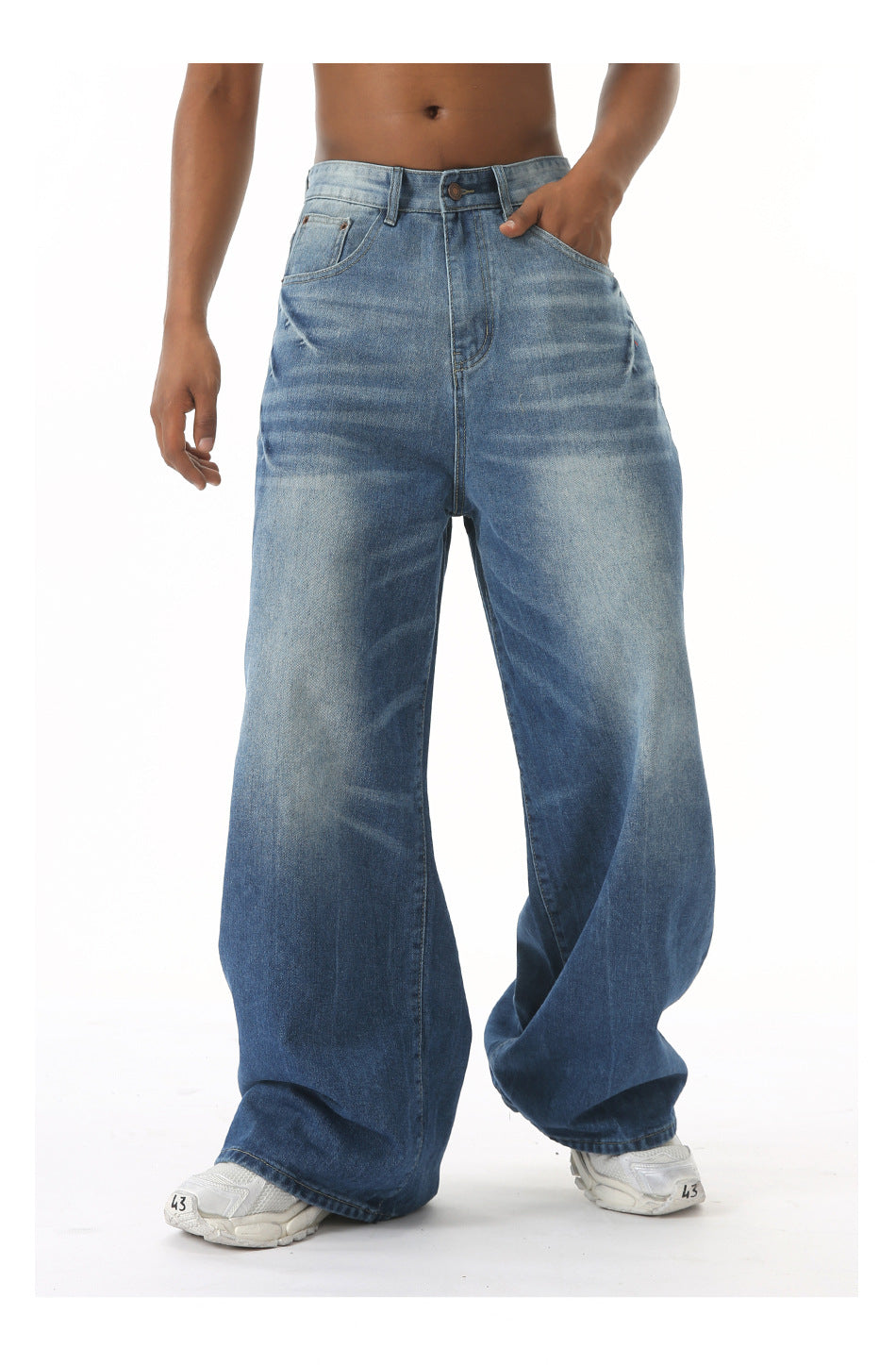 Retro Washed Wide Leg Jeans