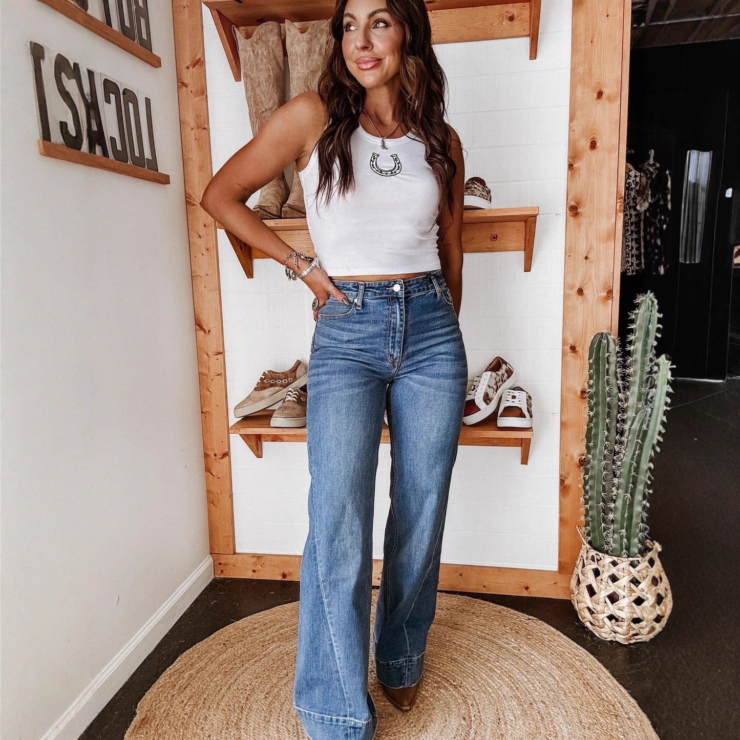 Washed Stretch Straight-Leg Jeans