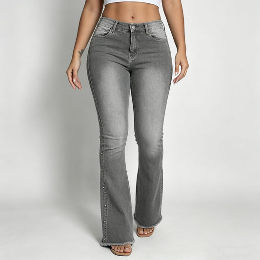 Women’s High-Waisted Studded Flare Jeans