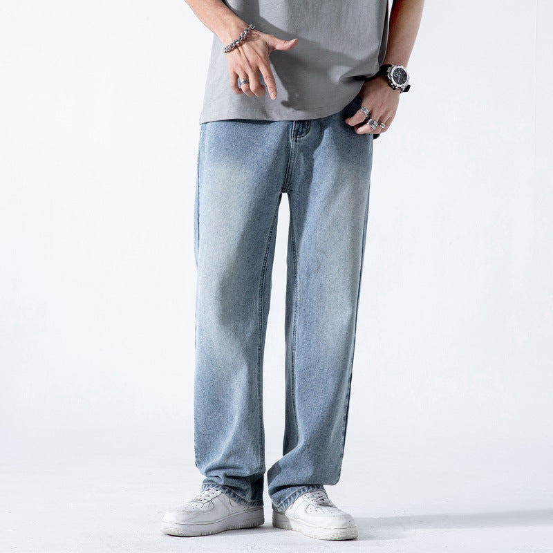 Men’s Vintage Washed Draping Slim Fit Jeans