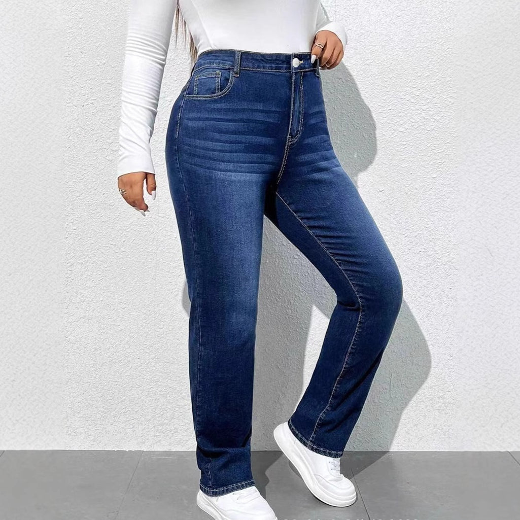 Women’s Stretch Denim Straight-Leg Pants