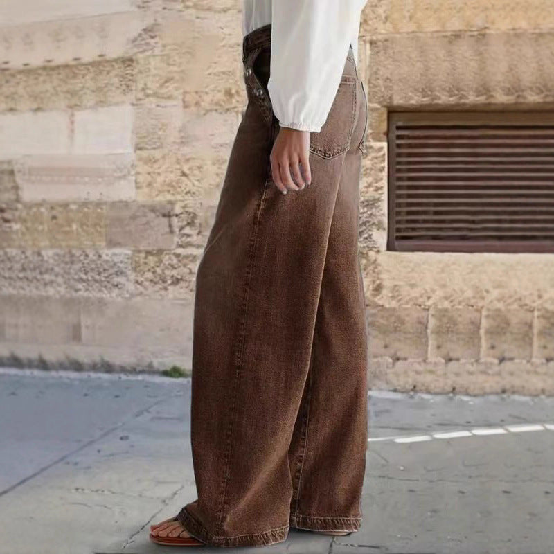 Stylish Relaxed Fit Wide Leg Casual Jeans