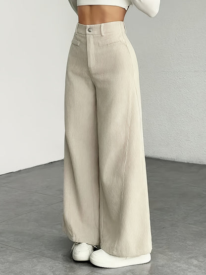High-Waist Wide-Leg Vertical-Stripe Pants