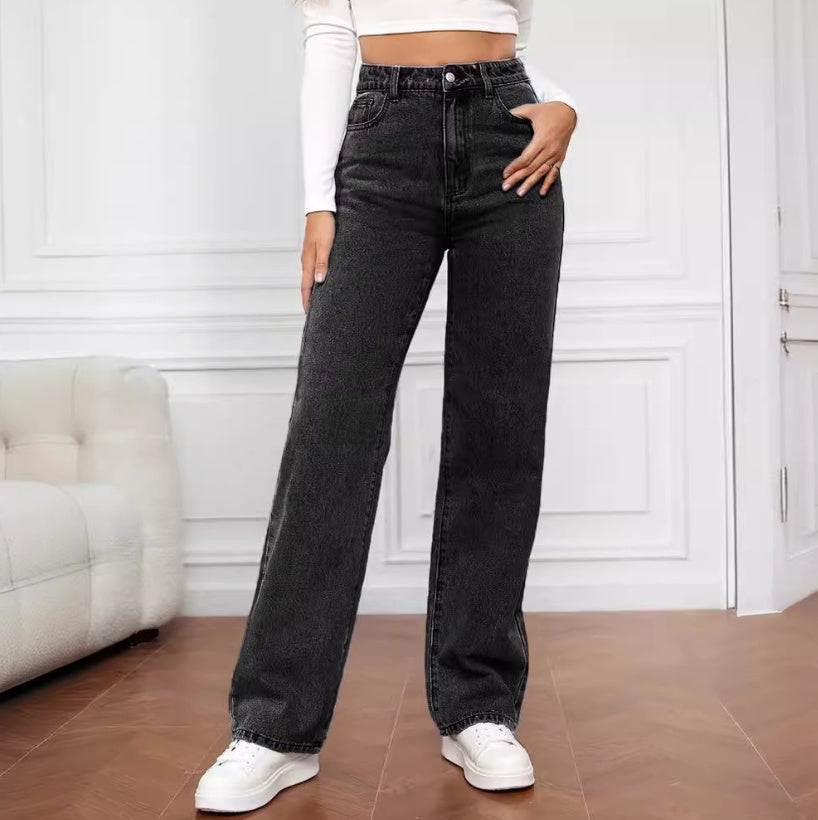 Hoge taille, rechte pijpen jeans
