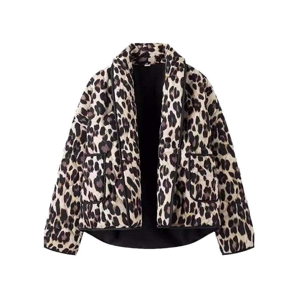 Leopard Print Lapel Coat