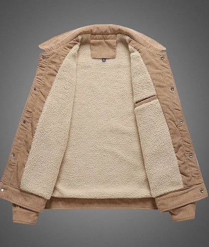 Winter Slim Retro Lapels Thick Corduroy Coat