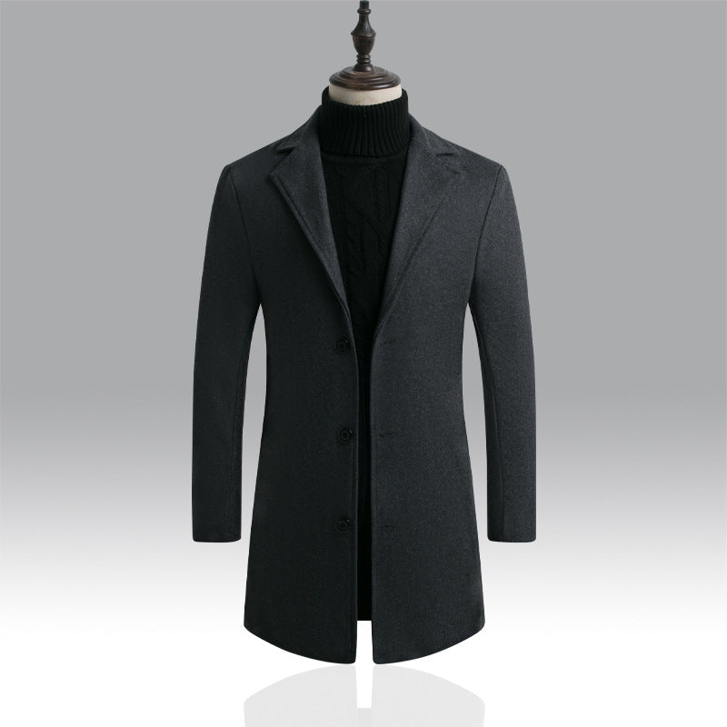 Korean Style Long Woolen Trench Coat