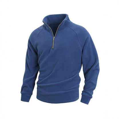 Slim-Fit Stand Collar Coral Fleece Pullover
