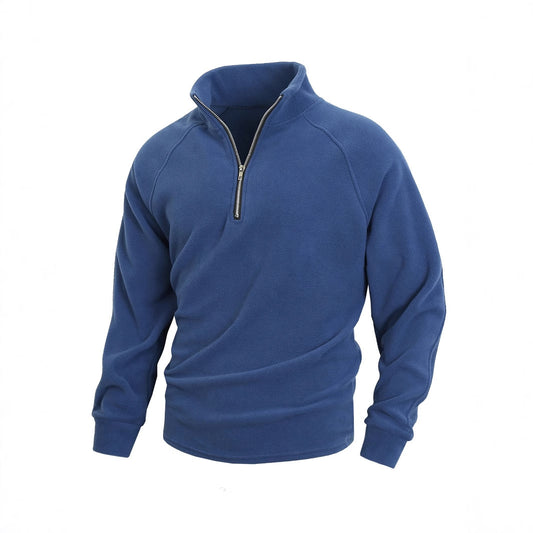 Slim-Fit Stand Collar Coral Fleece Pullover