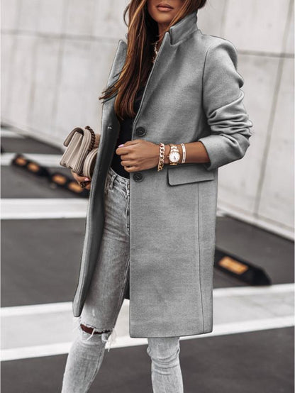 Women’s Simple Button Woolen Coat