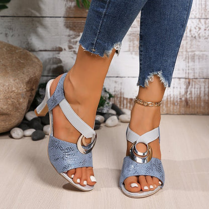 Metal Buckle Women's High-heeled Sandal
