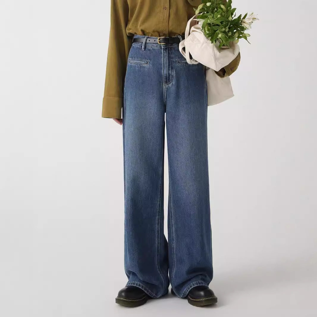 High-Waist Straight Wide Leg Jeans