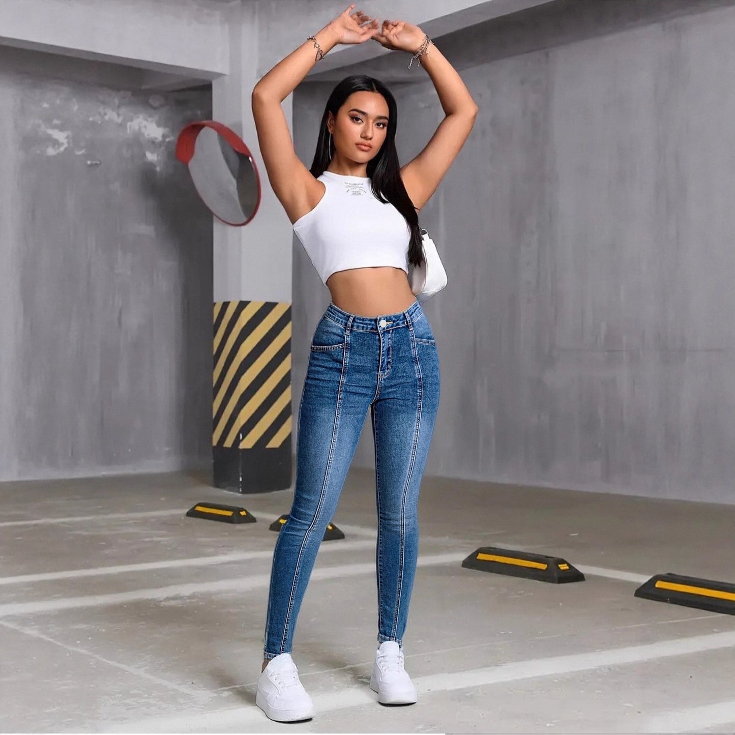 Slim Fit Patchwork Denim Jeans