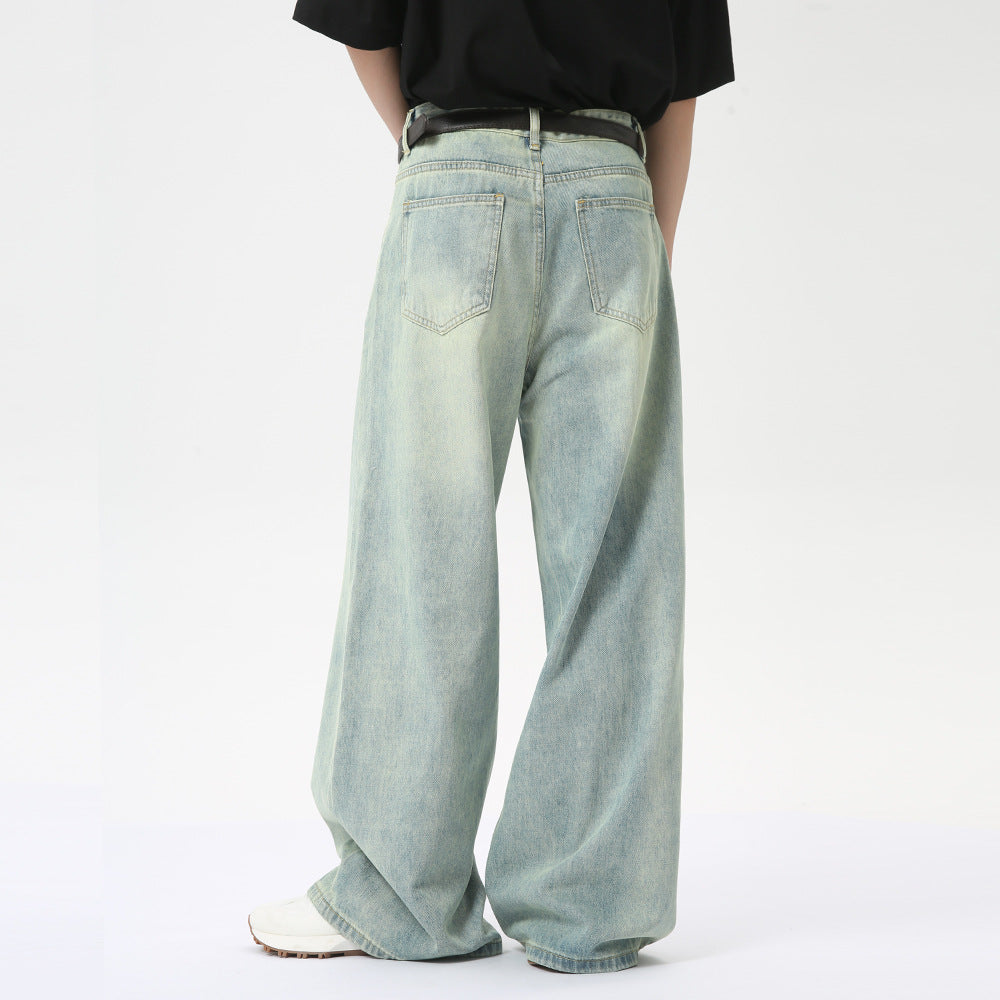 Stitching Design Wide Leg Jeans