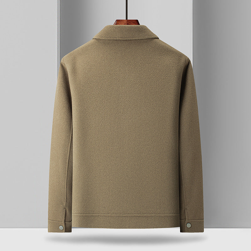 Plus Size Woolen Coat with Turn-Down Collar