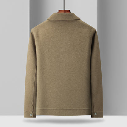 Plus Size Woolen Coat with Turn-Down Collar