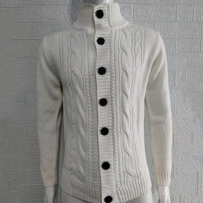 Men’s Stand Collar Knit Button Cardigan