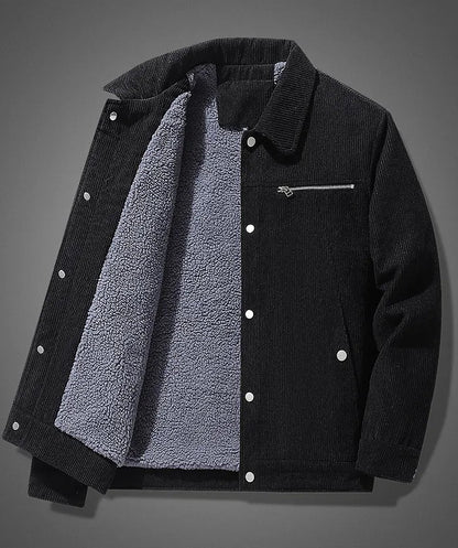 Winter Slim Retro Lapels Thick Corduroy Coat