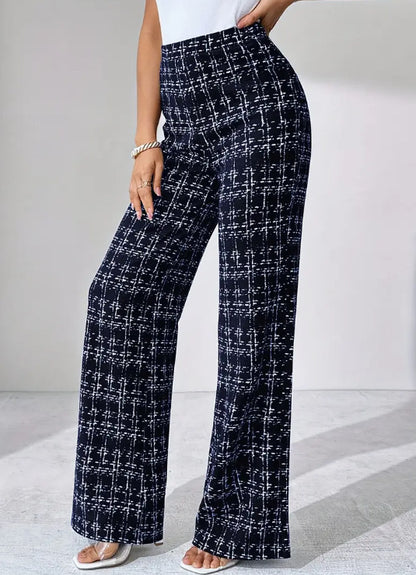 Plaid High-waist Straight-leg Women's Pants