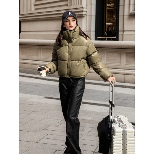 Leather Padded Winter Jacket