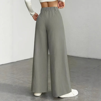 High-Waist Wide-Leg Vertical-Stripe Pants