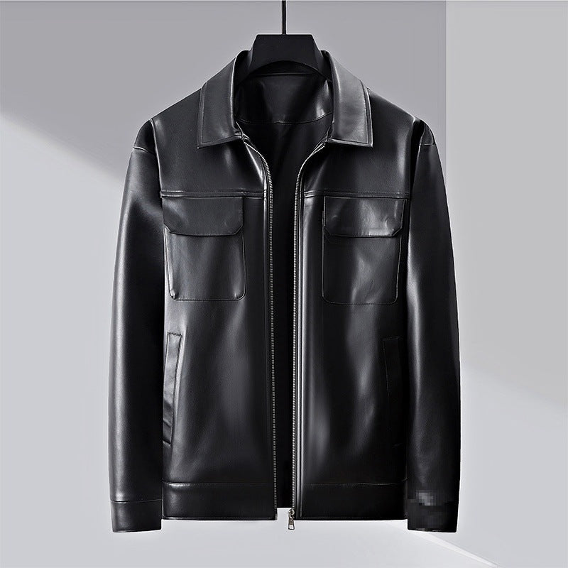 Men's Lapel Leather Jacket