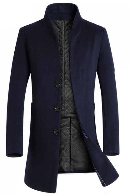 Men's Long Woolen Trench Coat