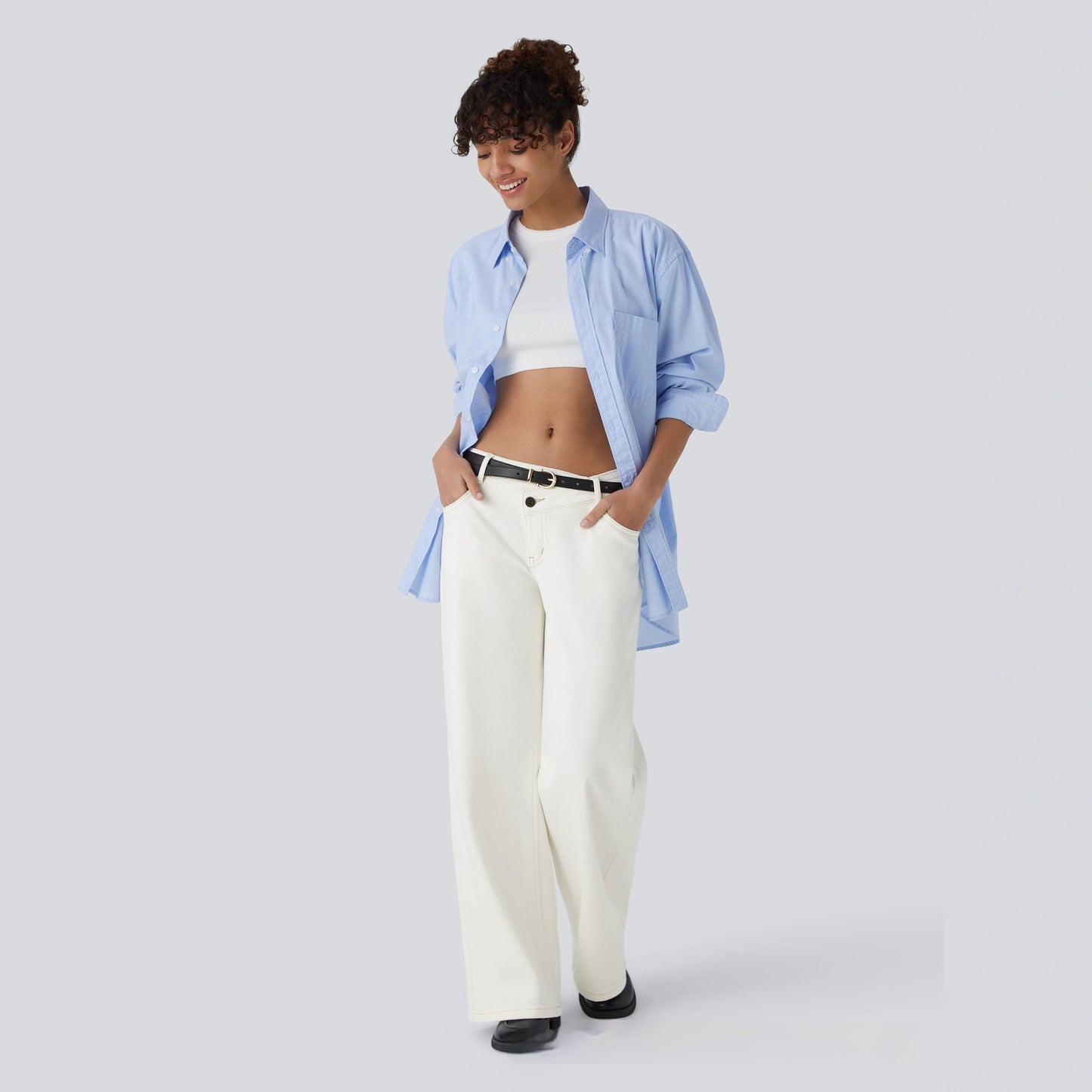 Asymmetric Low Rise Loose Fit Denim Jeans