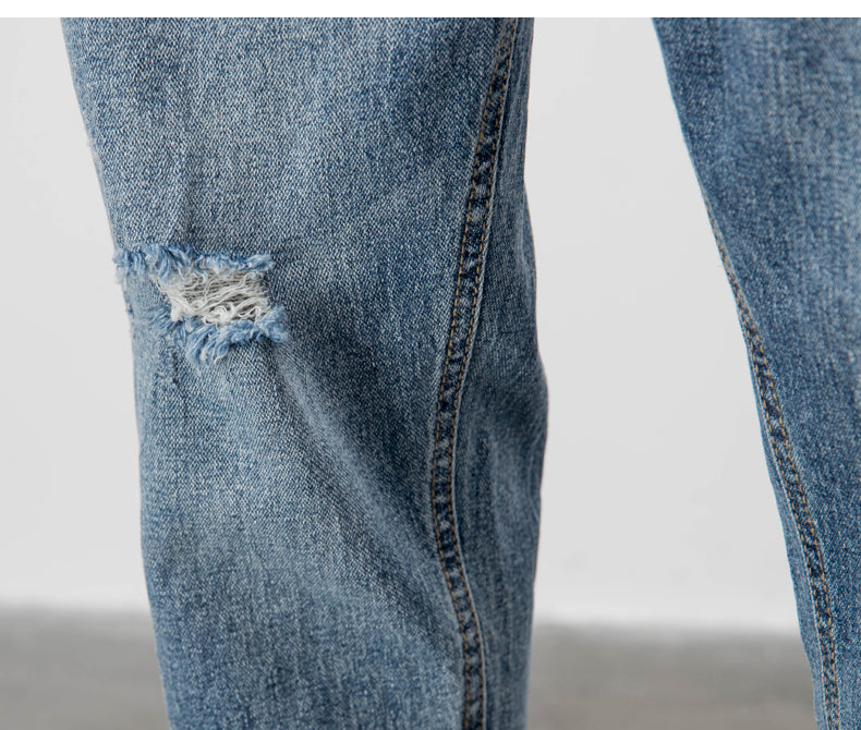 Ripped Leisure Tapered Slim Fit Jeans