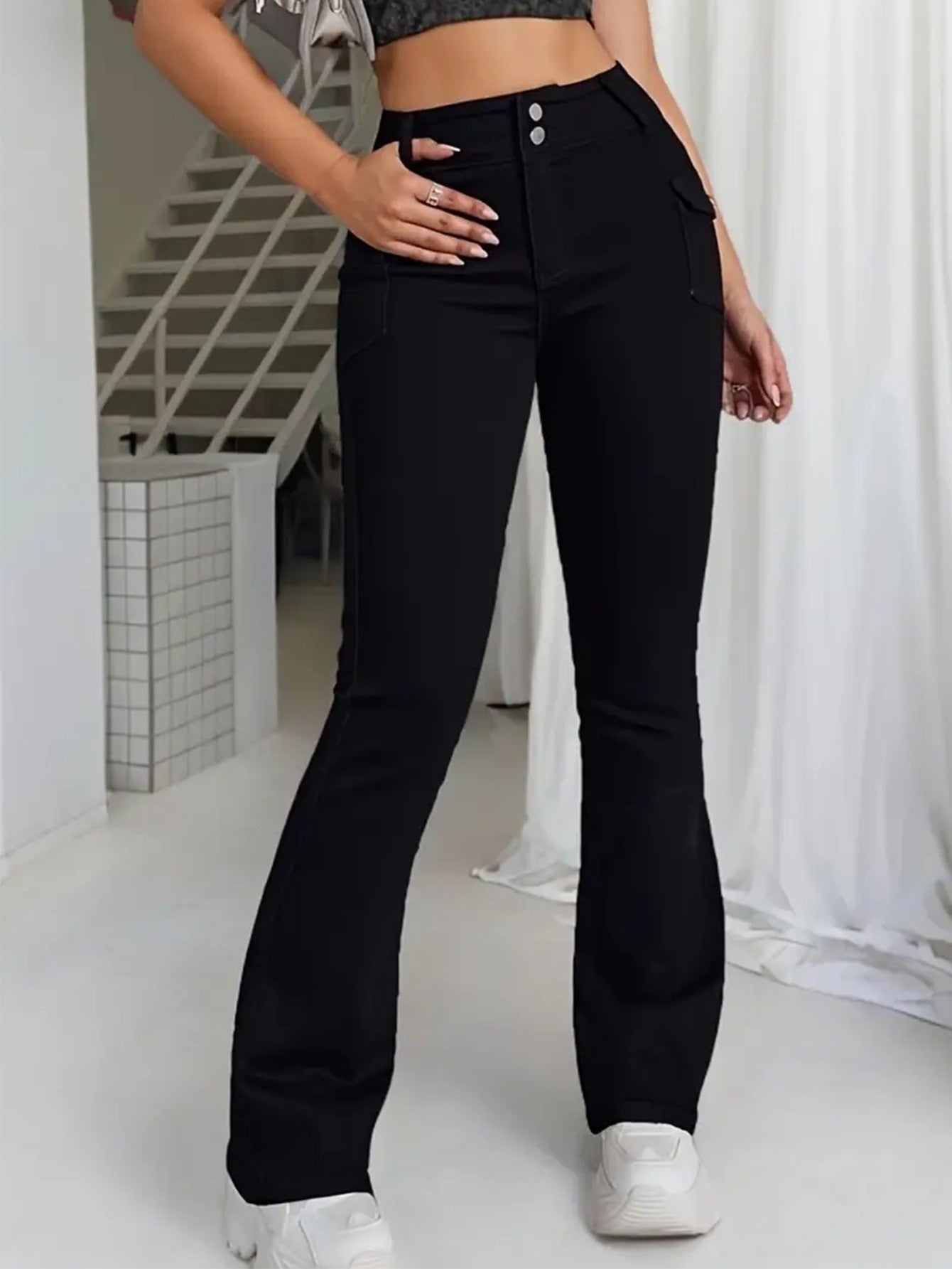 Black Elastic Slim Fit Versatile Jeans