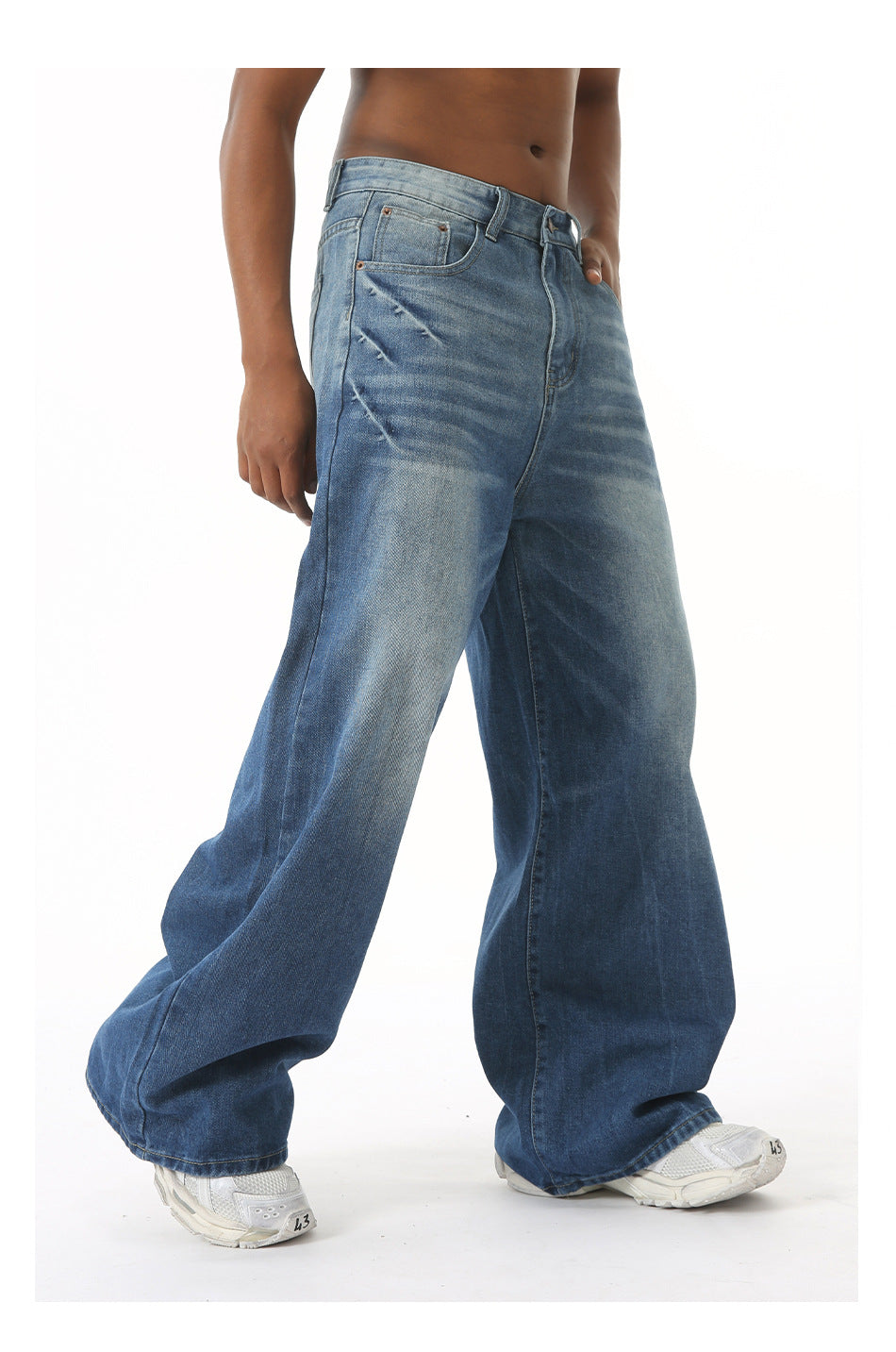 Retro Washed Wide Leg Jeans