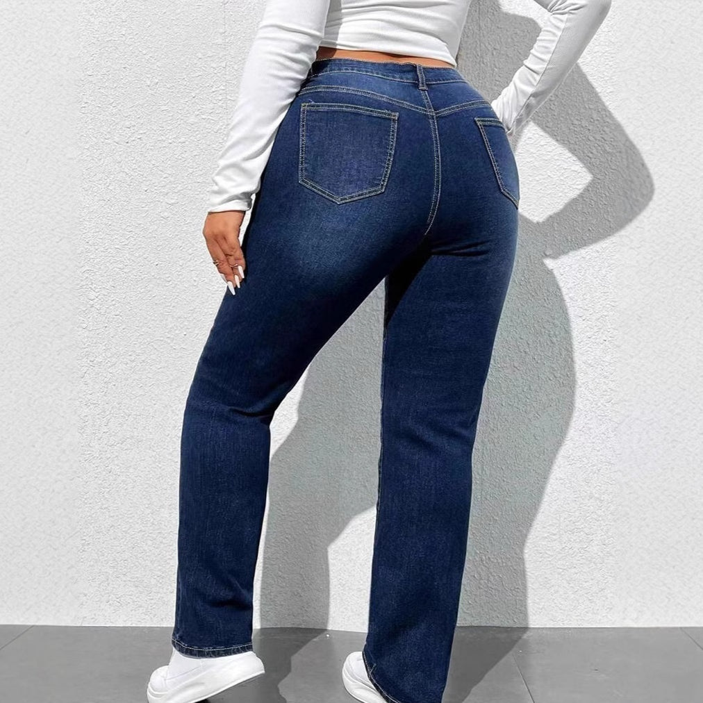 Women’s Stretch Denim Straight-Leg Pants