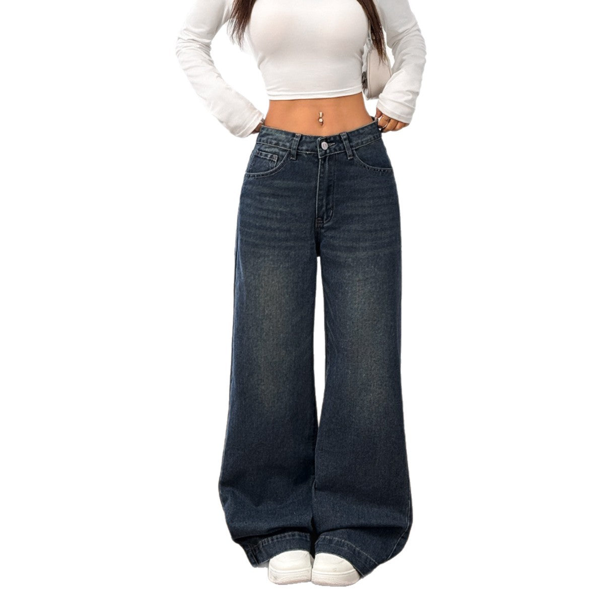 Retro American Style Wide Leg Denim Jeans