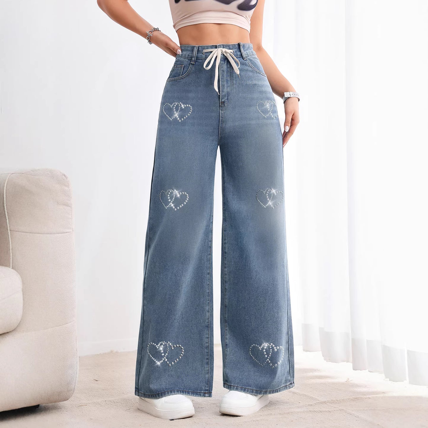 American Style Retro Wide Leg Jeans