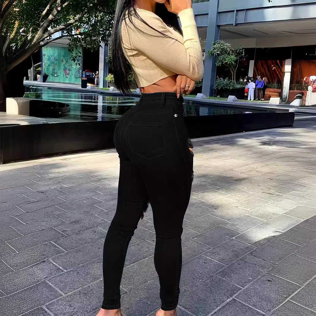 Women’s New Ripped Black Jeans